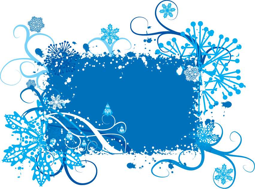 free vector Blue Snowflake and Floral Background Vector Graphic